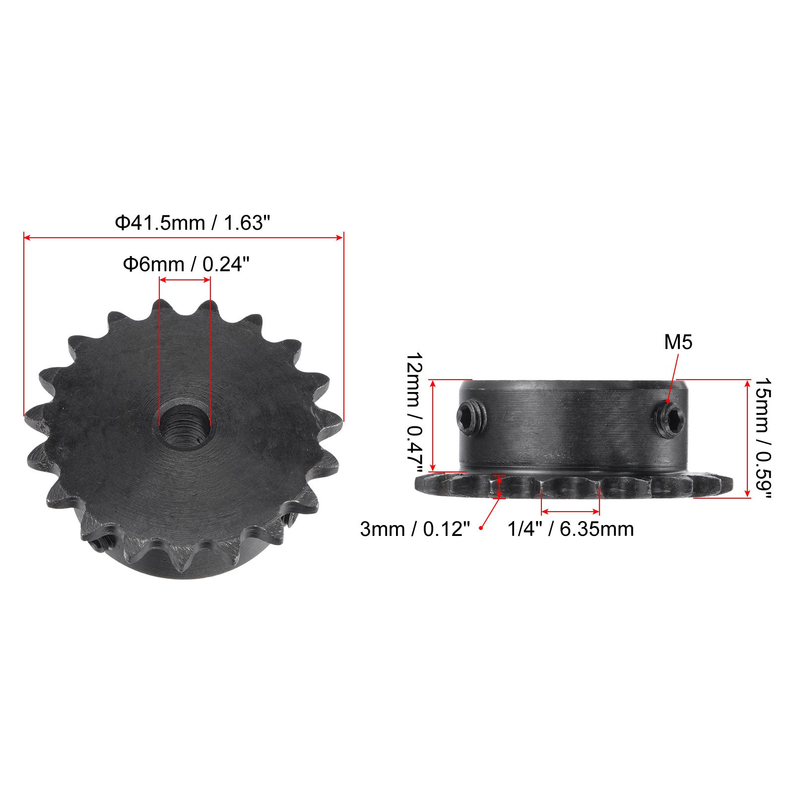 Chain And Sprocket Set Uxcell #40 Chain Sprocket - 5/8" Bore 11-Tooth Carbon Steel With Keyway 40 Tooth Sprocket