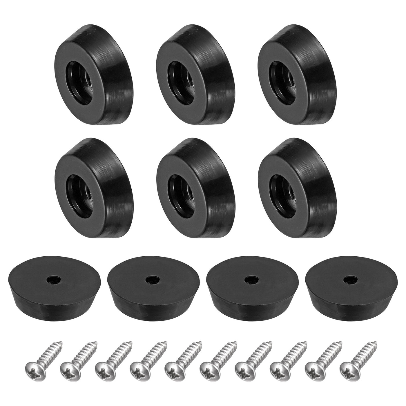 uxcell Uxcell 18Pcs Rubber Bumper Feet, 0.2" H x 0.71" W Round Pads with Stainless Steel Washer and Screws for Furniture, Appliances, Electronics