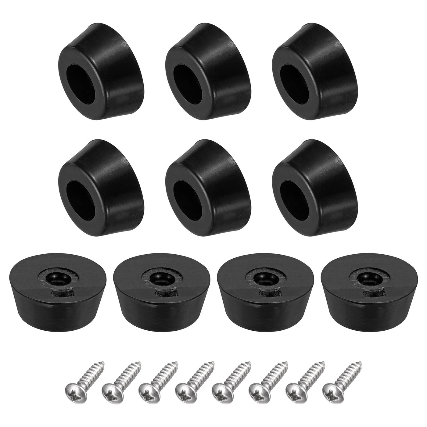 uxcell Uxcell 10Pcs Rubber Bumper Feet, 0.31" H x 0.79" W Round Pads with Stainless Steel Washer and Screws for Furniture, Appliances, Electronics