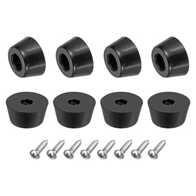 Harfington Uxcell 8Pcs Rubber Bumper Feet, 0.41" H x 0.79" W Round Pads with Stainless Steel Washer and Screws for Furniture, Appliances, Electronics