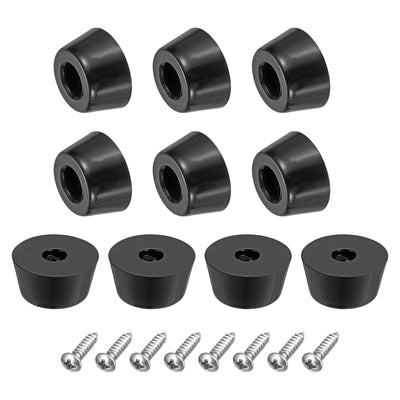 Harfington Uxcell 10Pcs Rubber Bumper Feet, 0.41" H x 0.79" W Round Pads with Stainless Steel Washer and Screws for Furniture, Appliances, Electronics