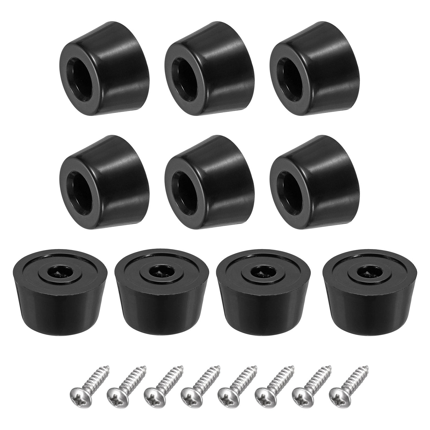uxcell Uxcell 10Pcs Rubber Bumper Feet, 0.47" H x 0.83" W Round Pads with Stainless Steel Washer and Screws for Furniture, Appliances, Electronics