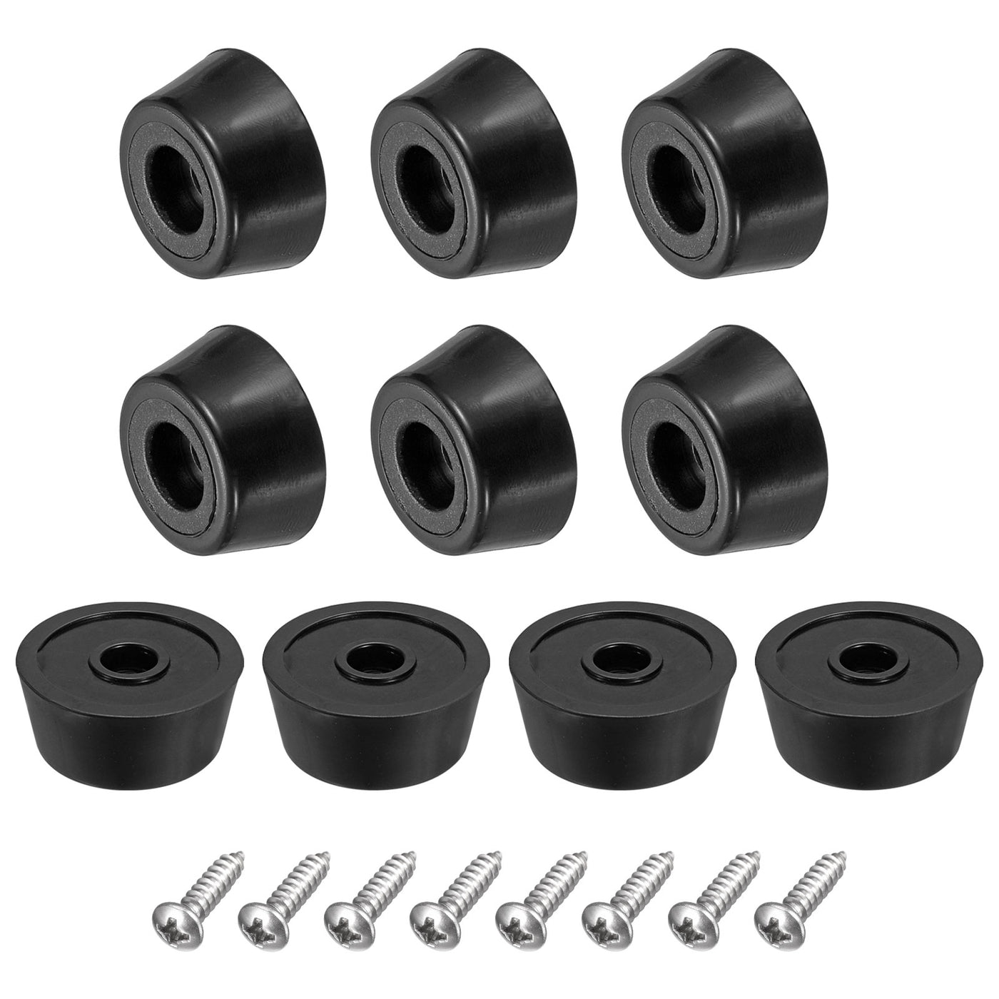 uxcell Uxcell 10Pcs Rubber Bumper Feet, 0.39" H x 0.87" W Round Pads with Stainless Steel Washer and Screws for Furniture, Appliances, Electronics