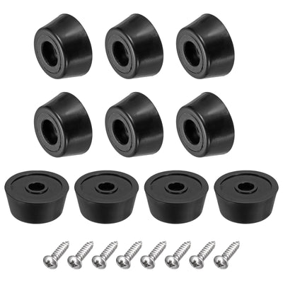 Harfington Uxcell 10Pcs Rubber Bumper Feet, 0.39" H x 0.87" W Round Pads with Stainless Steel Washer and Screws for Furniture, Appliances, Electronics