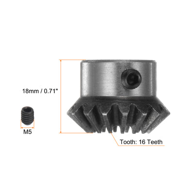 Harfington 2pcs Bevel Gear 1.5M 16 Teeth 12mm Shaft Hole Tapered Bevel Pinion Gear