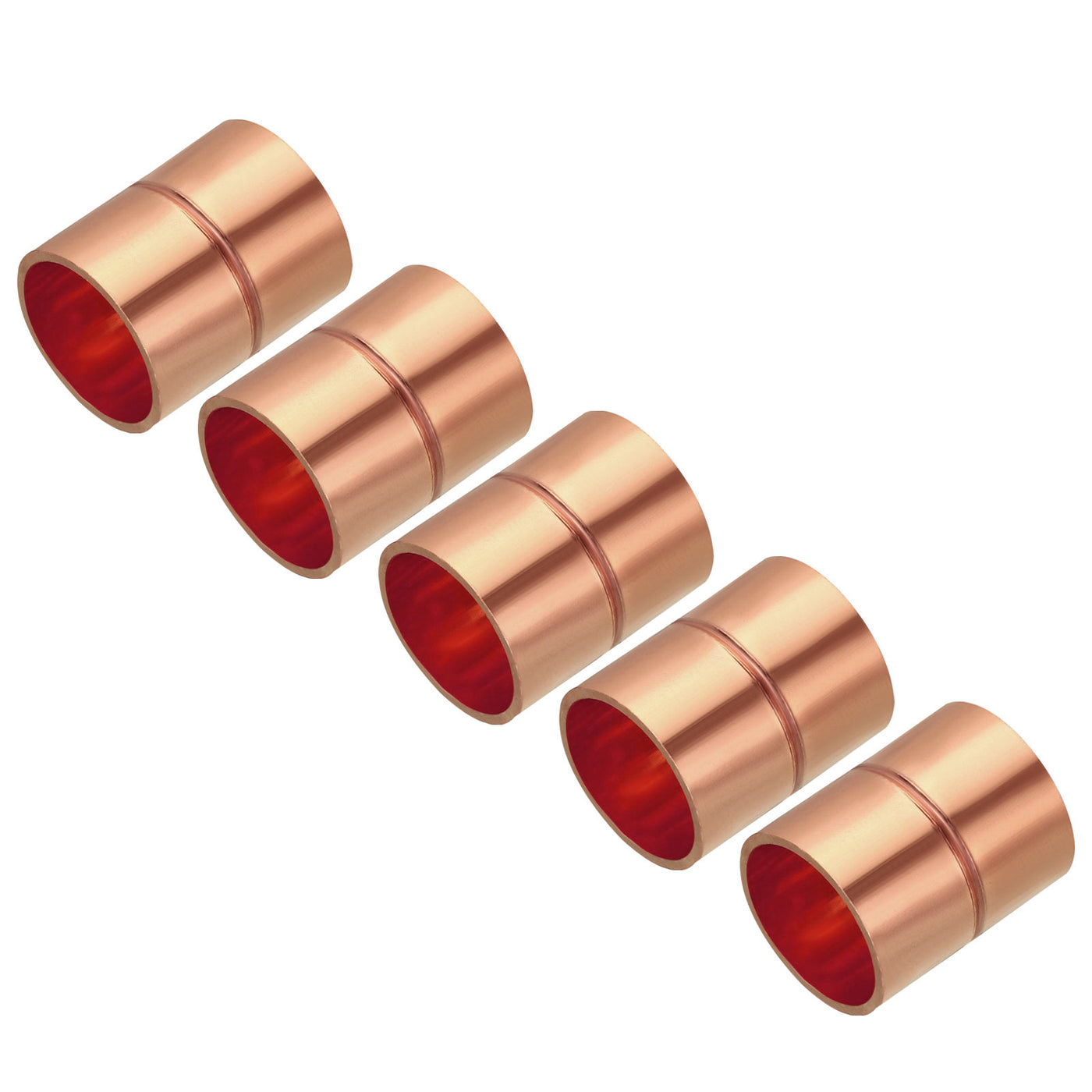 Harfington 5pcs Straight Copper Coupling Fittings 7/8 Inch ID Welding Joint