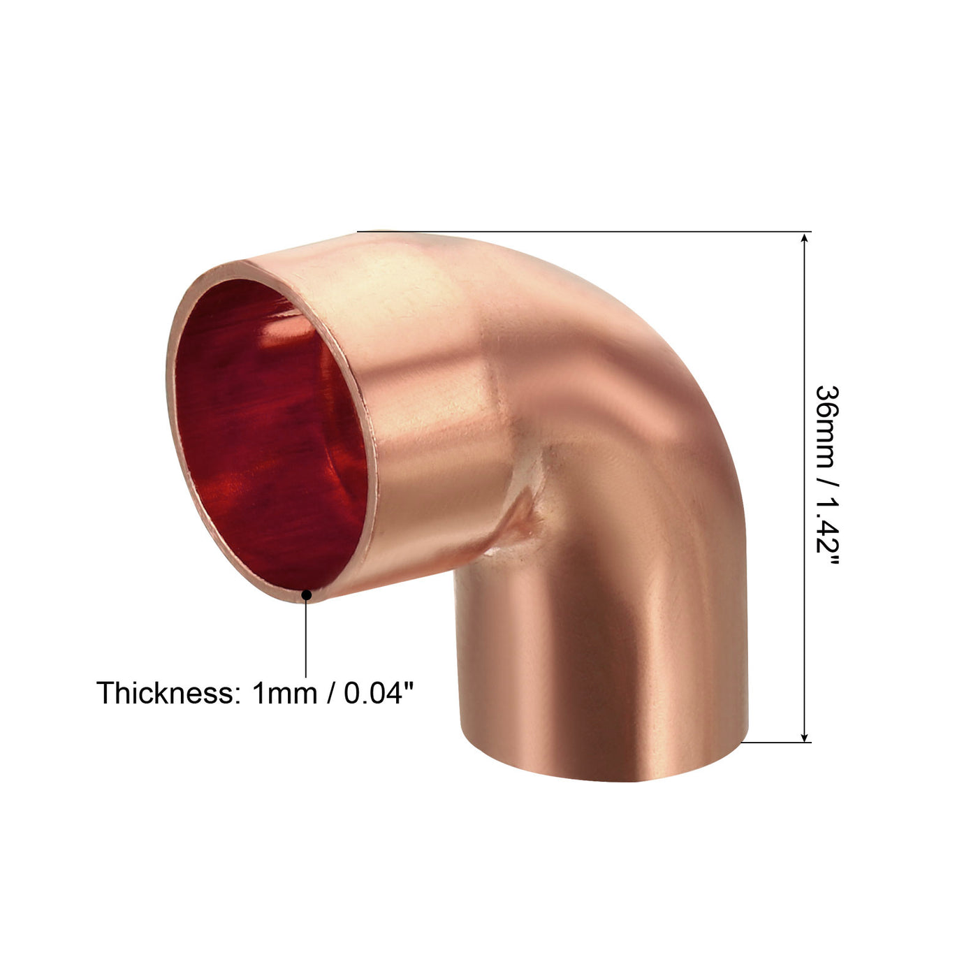 Harfington 90 Degrees Elbow Copper Pipe Fitting Short Turn Welding Connection 3/4 Inch ID for HVAC Air Conditioning Pipe, Pack of 10