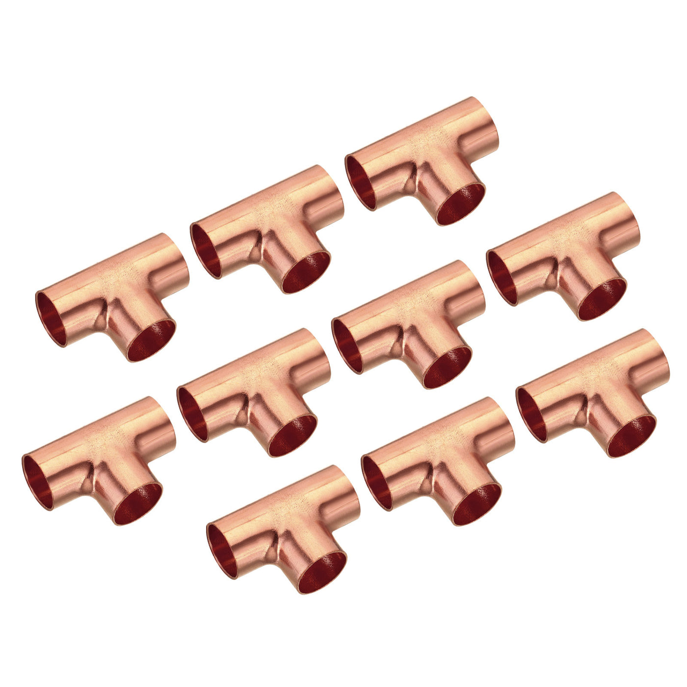 Harfington Tee Copper Fitting 3 Way Welding Joint 3/4 Inch ID C x C x C for HVAC Air Conditioner, Pack of 10
