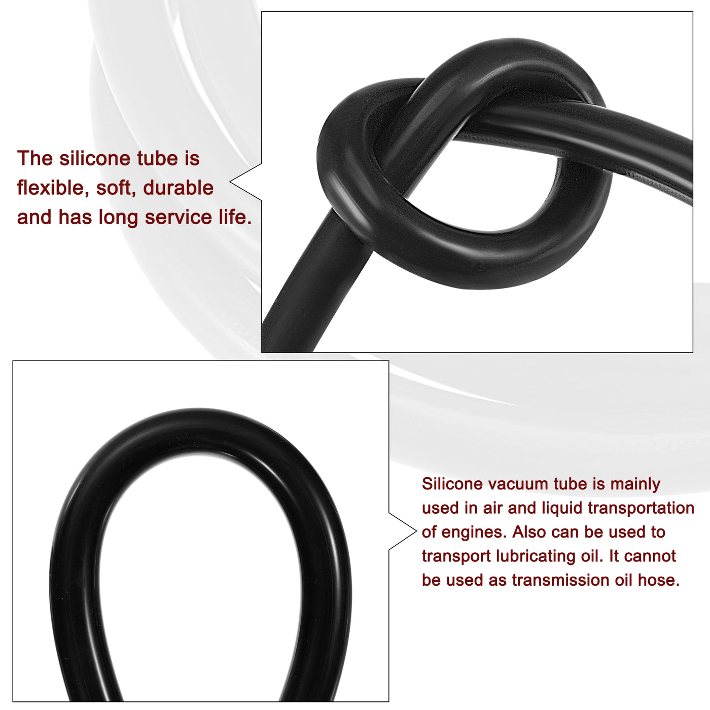 Harfington Vacuum Silicone Tubing Hose 3/16" 1/4" 5/16" 3/8" 1/2" ID 1/8" Wall Thick 5ft Black High Temperature for Engine
