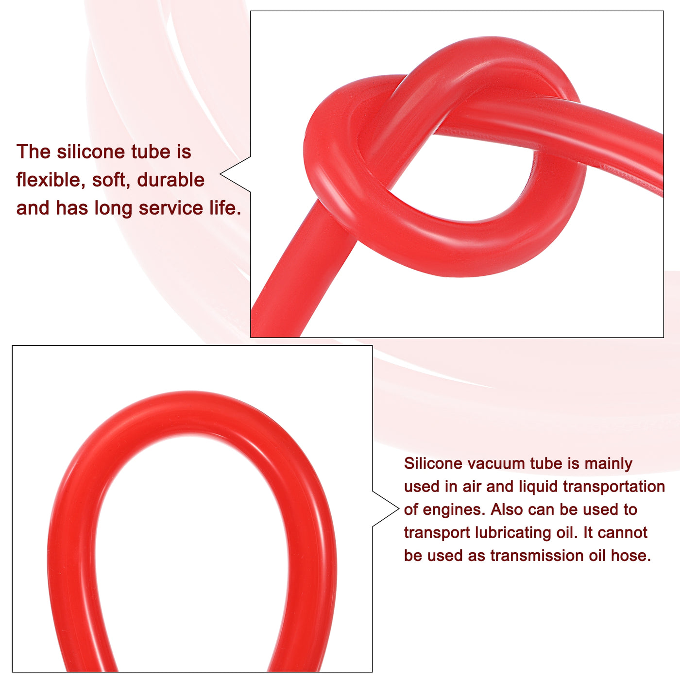 Harfington Vacuum Silicone Tubing Hose 3/16" 1/4" 5/16" 3/8" 1/2" ID 1/8" Wall Thick 5ft Red High Temperature for Engine