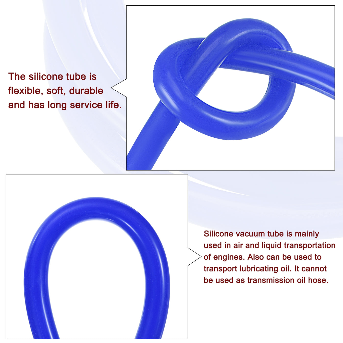 Harfington Vacuum Silicone Tubing Hose 1/8" 3/16" 1/4" 3/8" 1/2" ID 1/8" Wall Thick 5ft Blue High Temperature for Engine