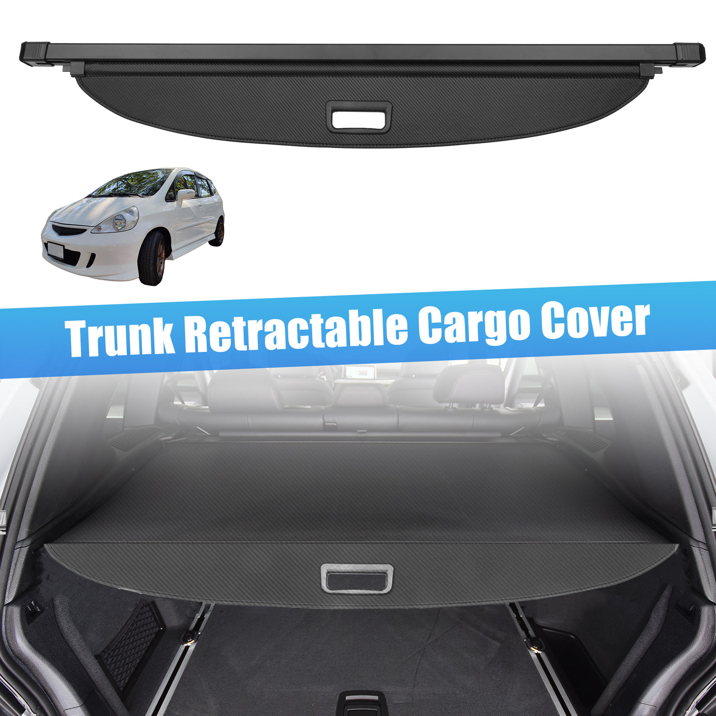 ACROPIX Retractable Cargo Cover Rear Trunk Security Cover Shield Shade Adjustable Fit for Honda Fit 2002-2007 - Pack of 1