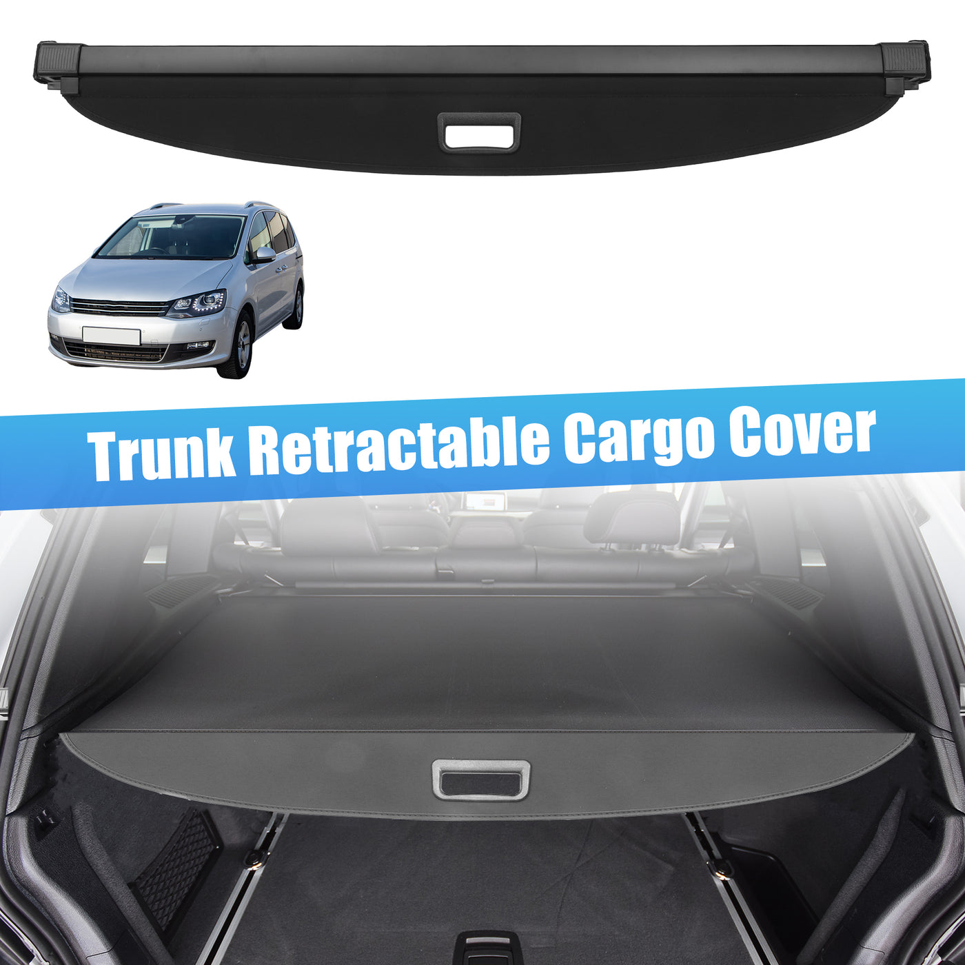 ACROPIX Retractable Cargo Cover Rear Trunk Security Cover Shield Shade Adjustable Fit for Volkswagen  2012-2019 - Pack of 1
