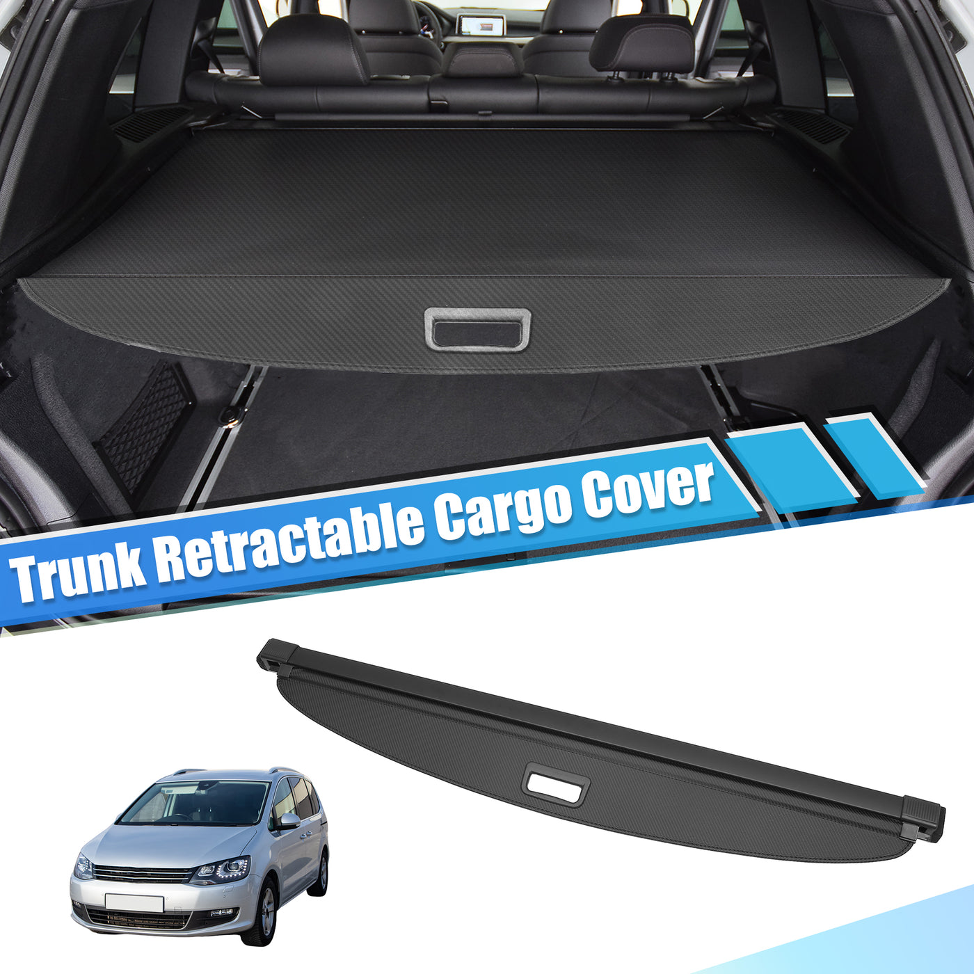 ACROPIX Retractable Cargo Cover Rear Trunk Security Cover Shield Shade Adjustable Fit for Volkswagen  2012-2019 - Pack of 1