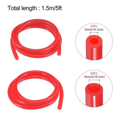 Harfington Vacuum Silicone Tubing Hose 1/8" 5/32" 3/16" 1/4" 5/16" ID 1/8" Wall Thick 10ft Red High Temperature for Engine