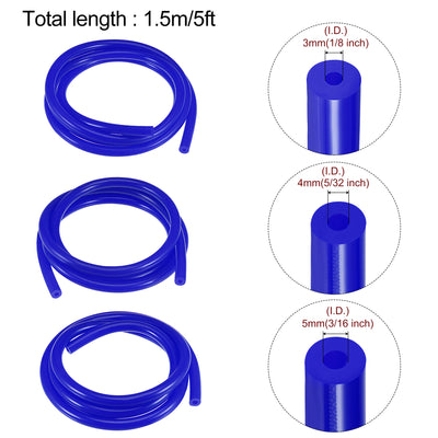 Harfington Vacuum Silicone Tubing Hose 1/8" 5/32" 3/16" 1/4" 5/16" ID 1/8" Wall Thick 10ft Blue High Temperature for Engine