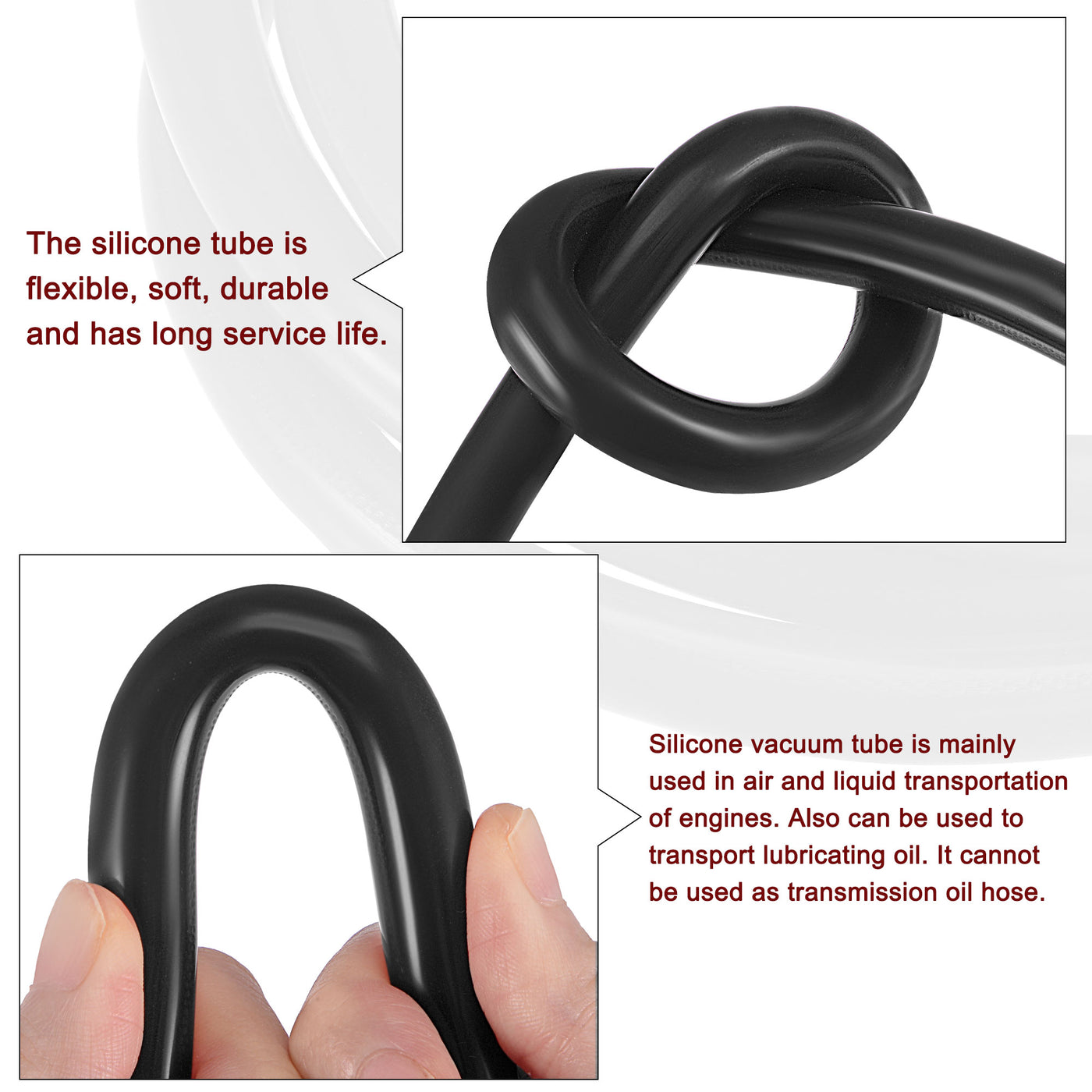 Harfington Vacuum Silicone Tubing Hose 1/8" 3/16" 1/4" ID 1/8" Wall Thick 5ft Black High Temperature for Engine