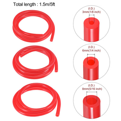 Harfington Vacuum Silicone Tubing Hose 1/8" 1/4" 5/16" ID 1/8" Wall Thick 5ft Red High Temperature for Engine