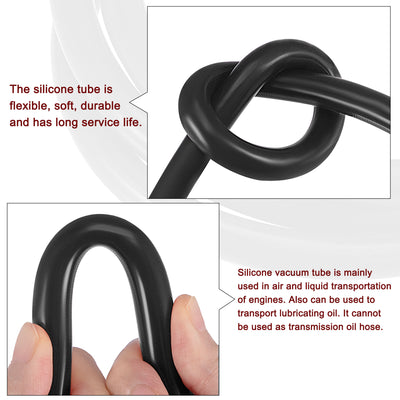 Harfington Vacuum Silicone Tubing Hose 1/4" 5/16" 1/2" ID 1/8" Wall Thick 5ft Black High Temperature for Engine