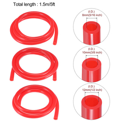 Harfington Vacuum Silicone Tubing Hose 5/16" 3/8" 1/2" ID 1/8" Wall Thick 5ft Red High Temperature for Engine