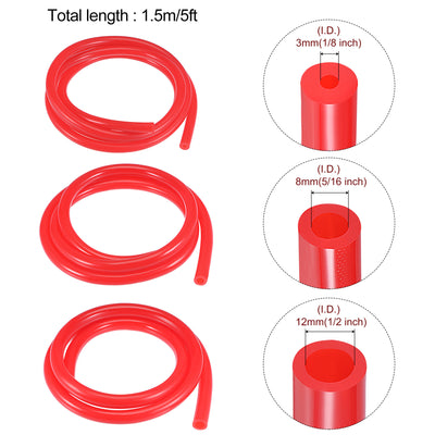 Harfington Vacuum Silicone Tubing Hose 1/8" 5/16" 1/2" ID 1/8" Wall Thick 5ft Red High Temperature for Engine