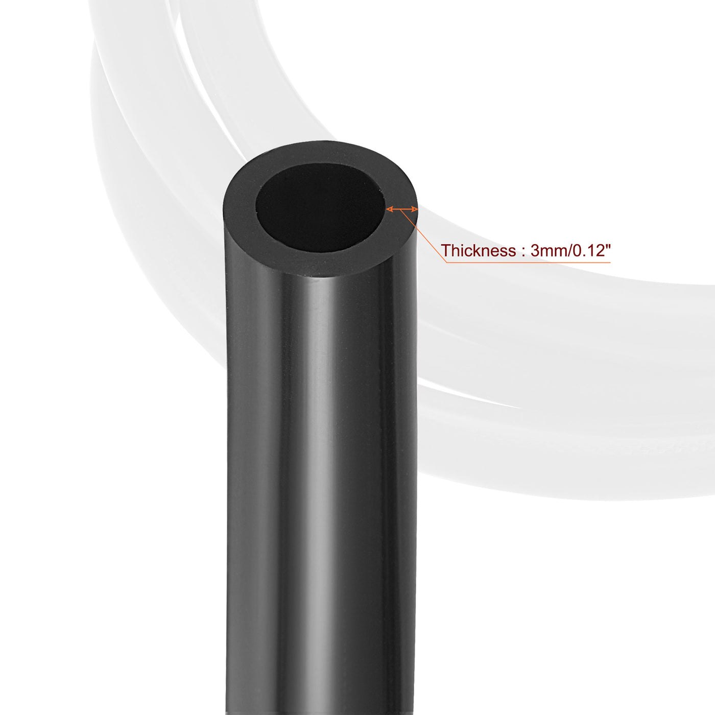 Harfington Vacuum Silicone Tubing Hose 1/8" 5/32" 3/16" 1/4" 5/16" 3/8" 1/2" ID 1/8" Wall Thick 6.6ft Black High Temperature for Engine