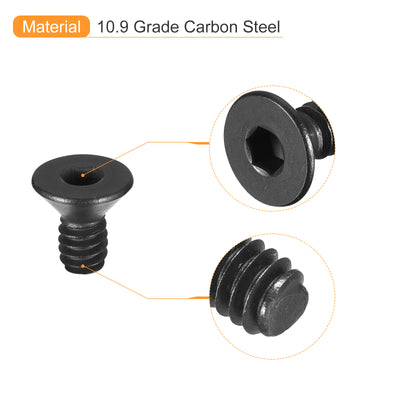 Harfington Uxcell #10-24x3/8" Flat Head Socket Cap Screws, 10.9 Grade Carbon Steel, 20PCS