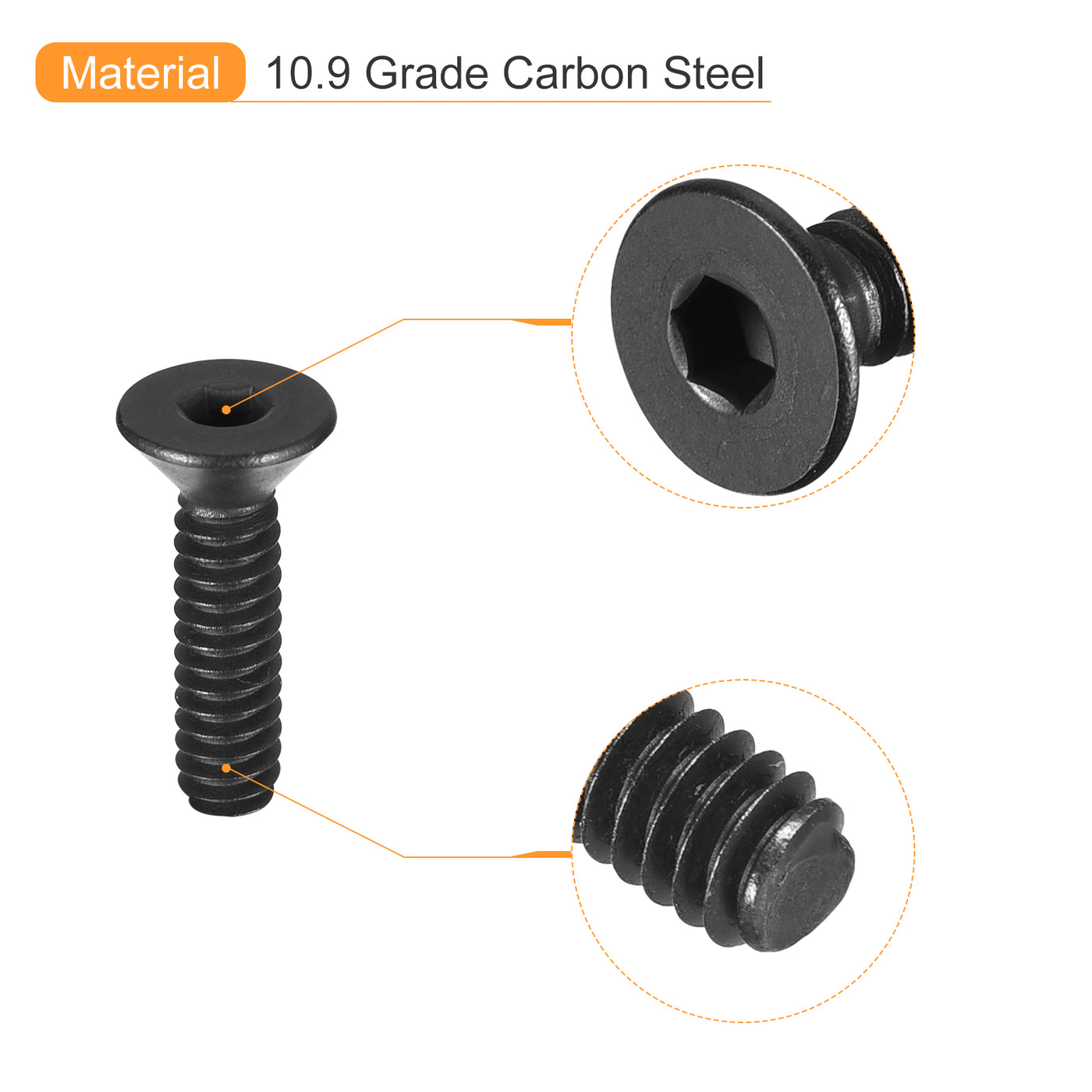 uxcell Uxcell #10-24x3/4" Flat Head Socket Cap Screws, 10.9 Grade Carbon Steel, 20PCS