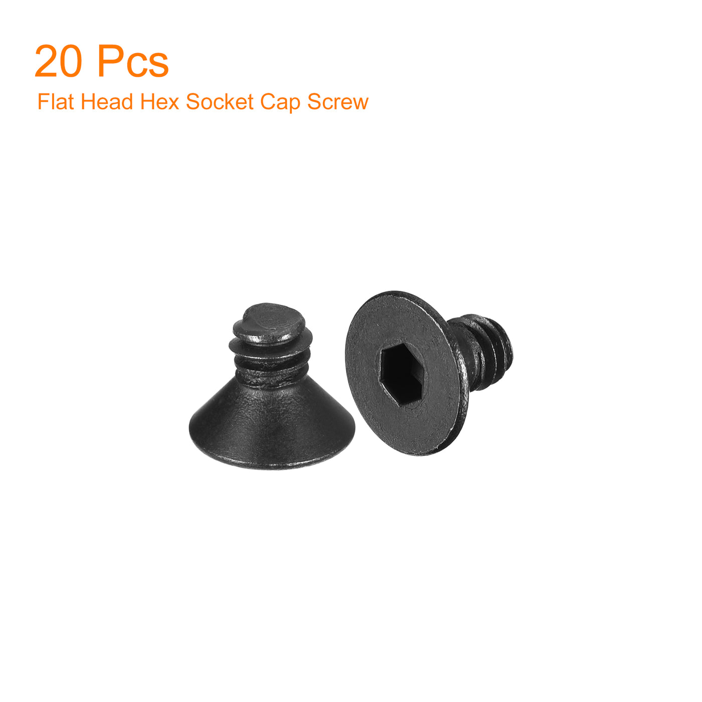 uxcell Uxcell 1/4-20x3/8" Flat Head Socket Cap Screws, 10.9 Grade Carbon Steel, 20PCS