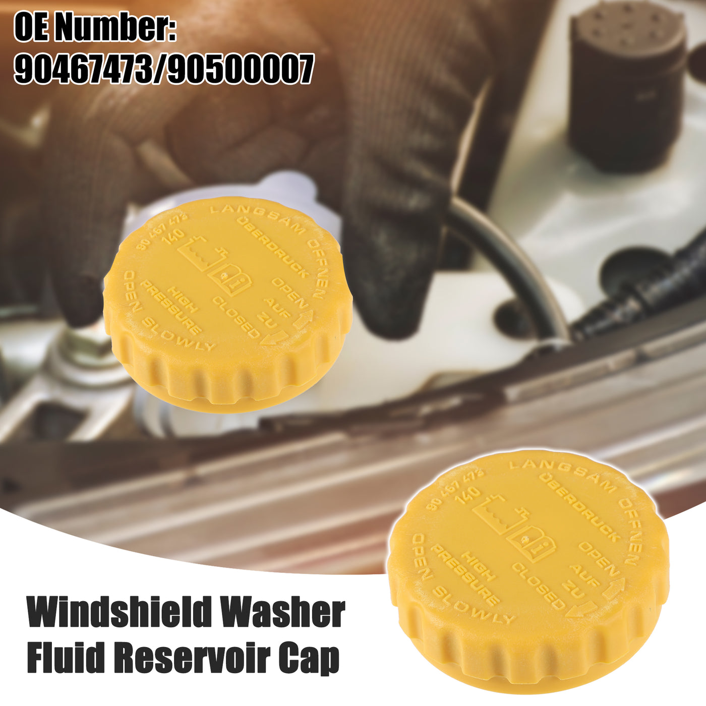ACROPIX Windshield Washer Fluid Reservoir Bottle Cap Cover Fit for Cadillac Catera 1997-2001 No.90467473/90500007 - Pack of 1 Yellow