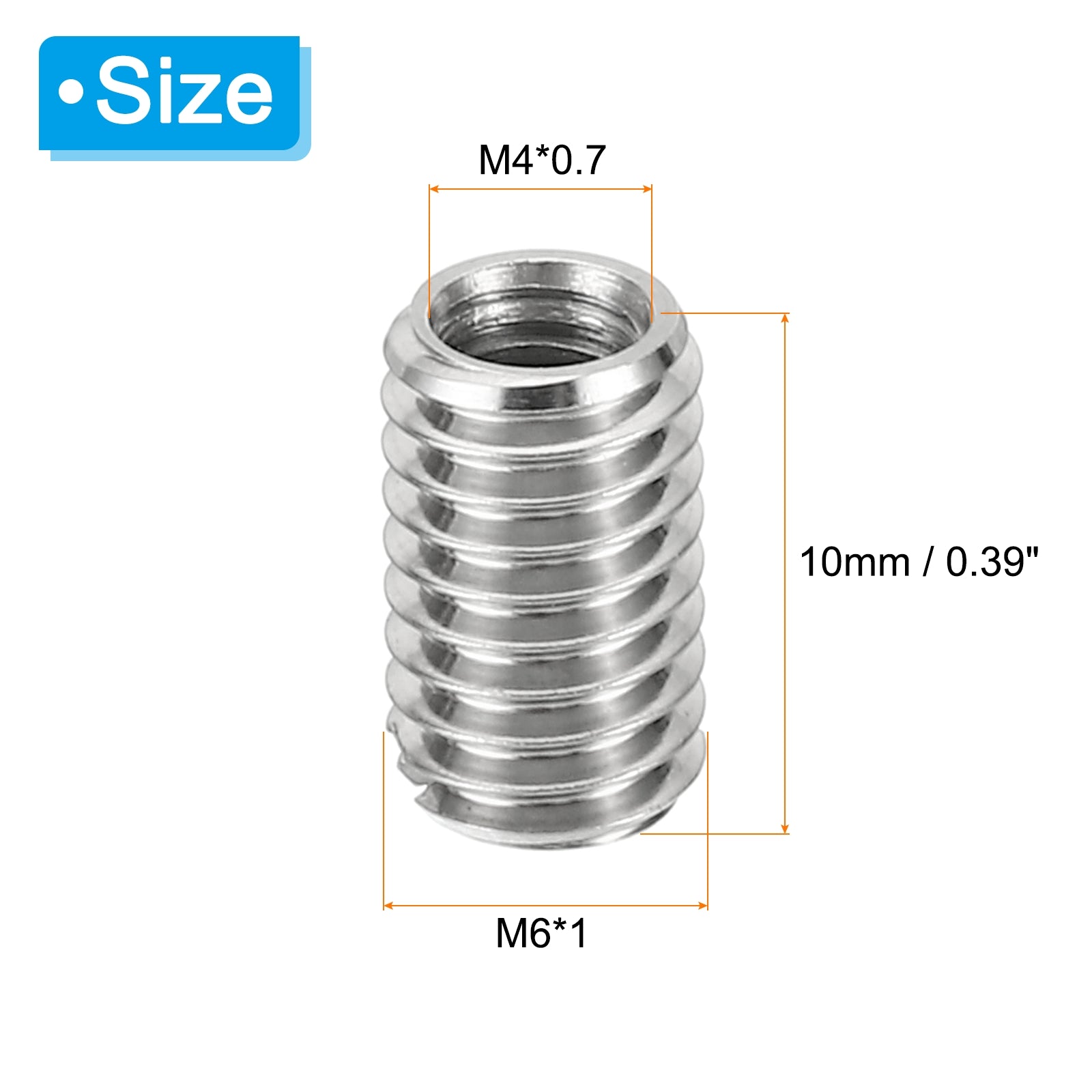 Thread Adapters Sleeve Reducing Nut, 10 Pcs M6*1 Male to M4*0.7 Female ...
