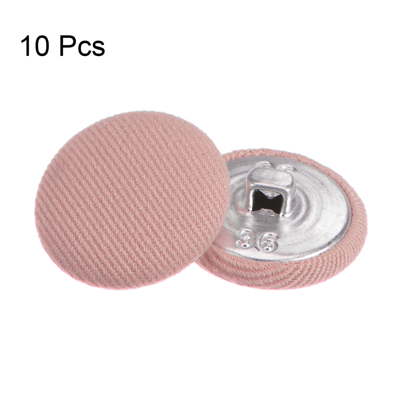Harfington 10pcs Fabric Cloth Covered Button 23mm Round Metal Sewing Buttons, Pink
