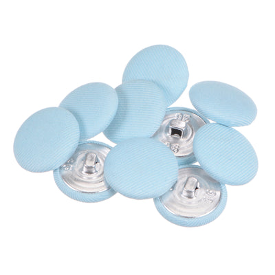 Harfington 10pcs Fabric Cloth Covered Button 23mm Round Metal Sewing Buttons, Blue