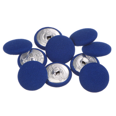 Harfington 10pcs Fabric Cloth Covered Button 23mm Round Metal Sewing Buttons, Navy Blue