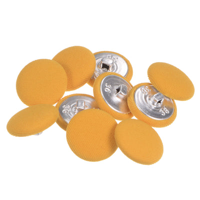 Harfington 10pcs Fabric Cloth Covered Button 23mm Round Metal Sewing Buttons, Yellow