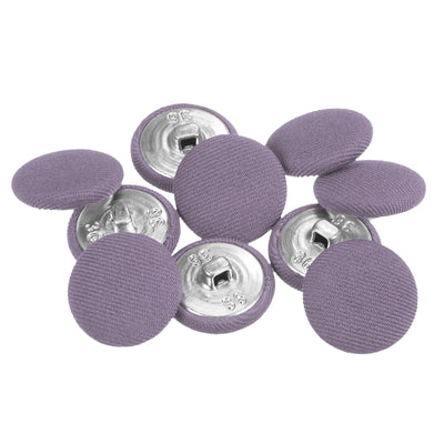 Harfington 10pcs Fabric Cloth Covered Button 23mm Round Metal Sewing Buttons, Purple