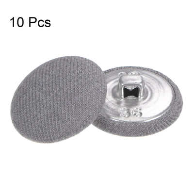 Harfington 10pcs Fabric Cloth Covered Button 23mm Round Metal Sewing Buttons, Grey
