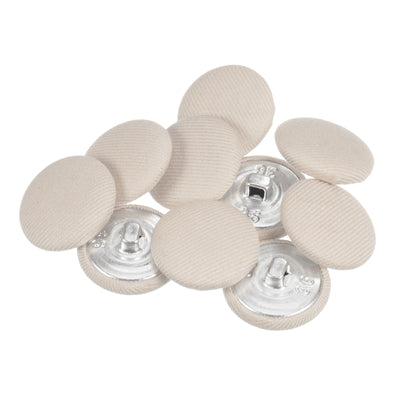 Harfington 10pcs Fabric Cloth Covered Button 23mm Round Metal Sewing Buttons, Beige