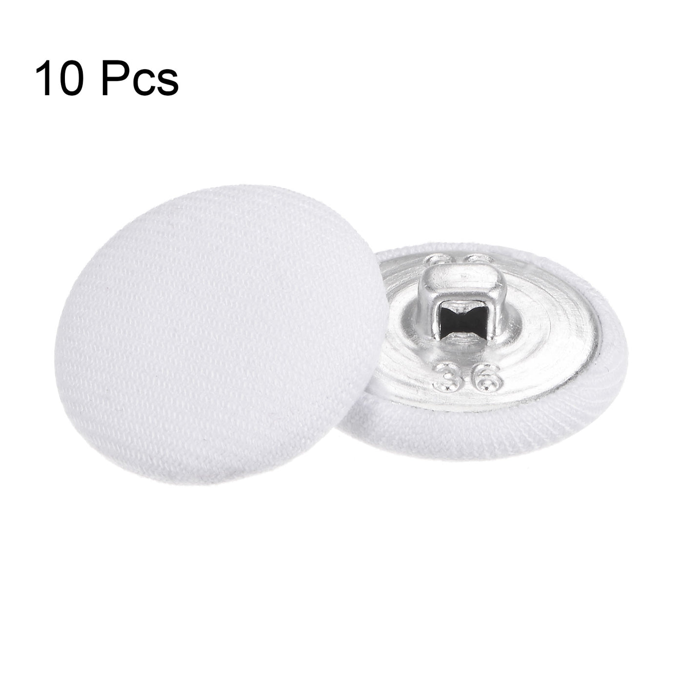 Harfington 10pcs Fabric Cloth Covered Button 23mm Round Metal Sewing Buttons, White