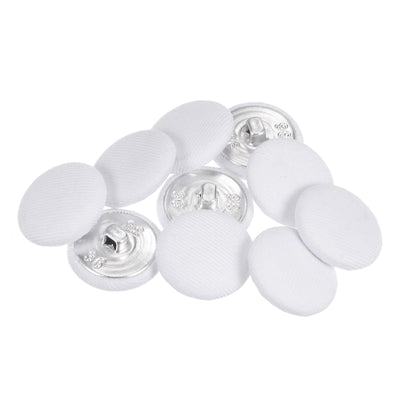 Harfington 10pcs Fabric Cloth Covered Button 23mm Round Metal Sewing Buttons, White