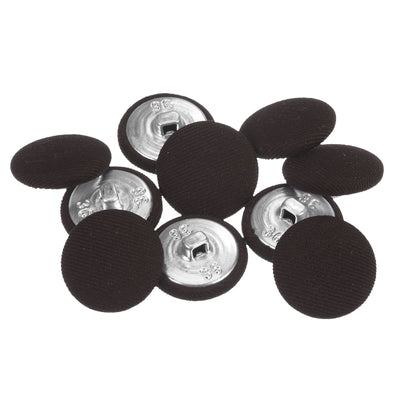Harfington 10pcs Fabric Cloth Covered Button 23mm Round Metal Sewing Buttons, Brown