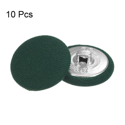 Harfington 10pcs Fabric Cloth Covered Button 23mm Round Metal Sewing Buttons, Army Green
