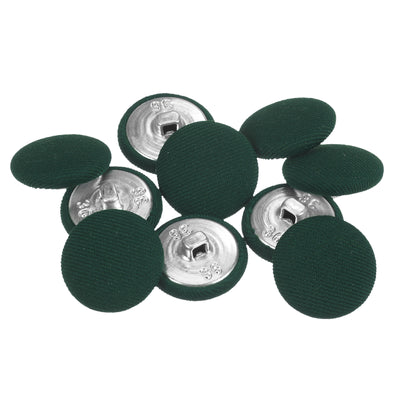 Harfington 10pcs Fabric Cloth Covered Button 23mm Round Metal Sewing Buttons, Army Green