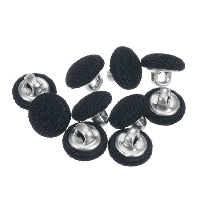 Harfington 10pcs Fabric Cloth Covered Button 10mm Round Metal Sewing Buttons, Navy
