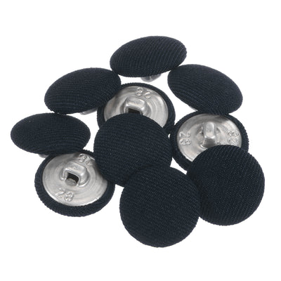 Harfington 10pcs Fabric Cloth Covered Button 18mm Round Metal Sewing Buttons, Navy