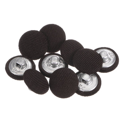 Harfington 10pcs Fabric Cloth Covered Button 15mm Round Metal Sewing Buttons, Brown