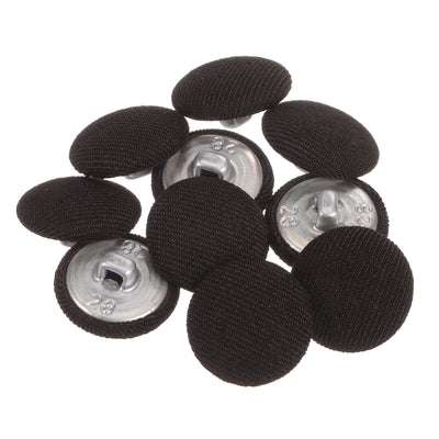 Harfington 10pcs Fabric Cloth Covered Button 18mm Round Metal Sewing Buttons, Brown