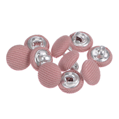 Harfington 10pcs Fabric Cloth Covered Button 10mm Round Metal Sewing Buttons, Deep Pink
