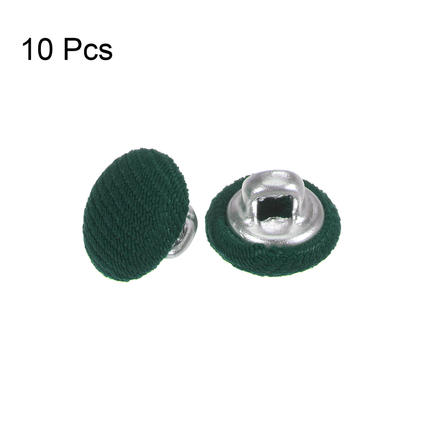 Harfington 10pcs Fabric Cloth Covered Button 10mm Round Metal Sewing Buttons, Army Green