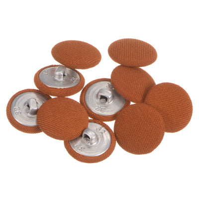 Harfington 10pcs Fabric Cloth Covered Button 20mm Round Metal Sewing Buttons, Alloy Orange